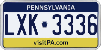 PA license plate LXK3336