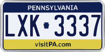 PA license plate LXK3337