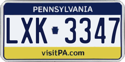 PA license plate LXK3347