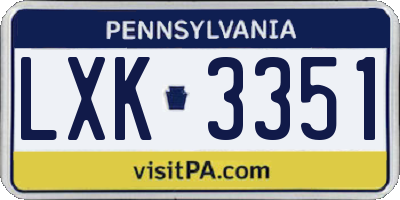 PA license plate LXK3351