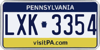 PA license plate LXK3354