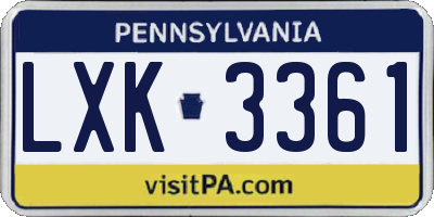 PA license plate LXK3361