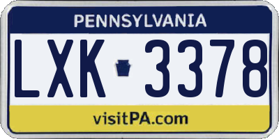 PA license plate LXK3378