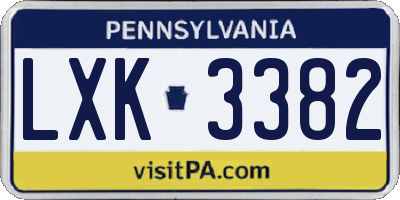 PA license plate LXK3382