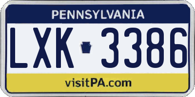 PA license plate LXK3386