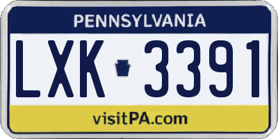 PA license plate LXK3391
