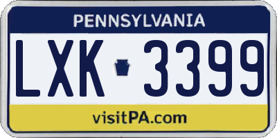 PA license plate LXK3399