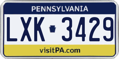 PA license plate LXK3429