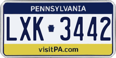 PA license plate LXK3442