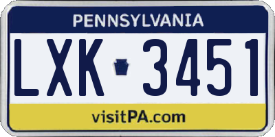 PA license plate LXK3451