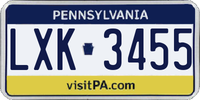 PA license plate LXK3455