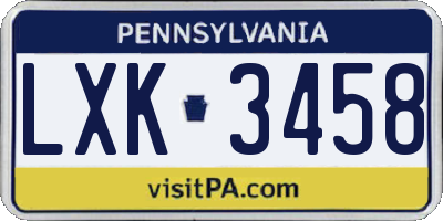 PA license plate LXK3458