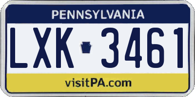 PA license plate LXK3461