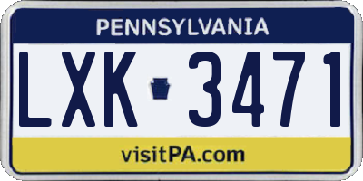 PA license plate LXK3471