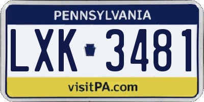 PA license plate LXK3481