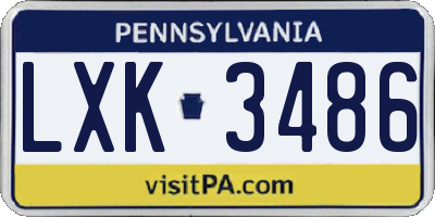 PA license plate LXK3486