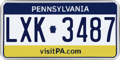 PA license plate LXK3487