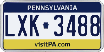 PA license plate LXK3488