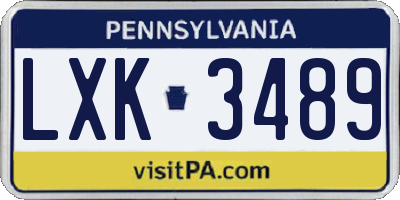 PA license plate LXK3489