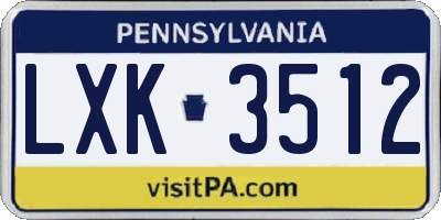 PA license plate LXK3512