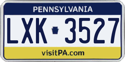 PA license plate LXK3527