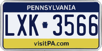 PA license plate LXK3566