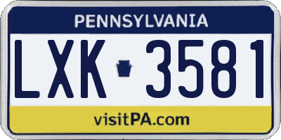 PA license plate LXK3581