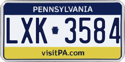 PA license plate LXK3584