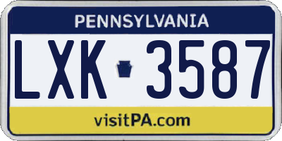 PA license plate LXK3587
