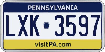 PA license plate LXK3597