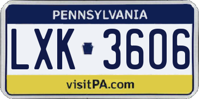 PA license plate LXK3606