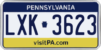PA license plate LXK3623