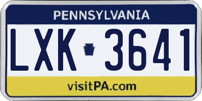 PA license plate LXK3641