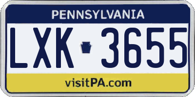 PA license plate LXK3655