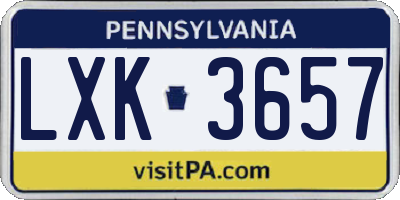 PA license plate LXK3657