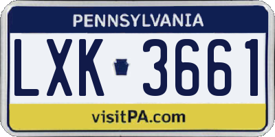 PA license plate LXK3661
