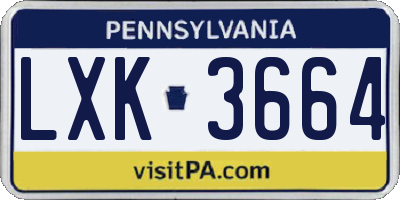 PA license plate LXK3664