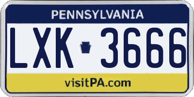 PA license plate LXK3666