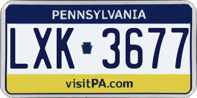 PA license plate LXK3677