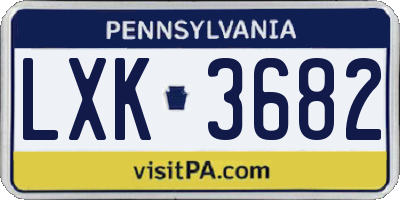 PA license plate LXK3682
