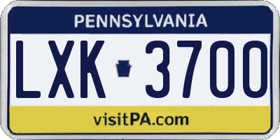 PA license plate LXK3700
