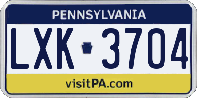 PA license plate LXK3704