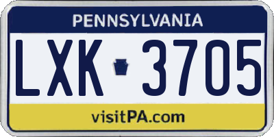 PA license plate LXK3705