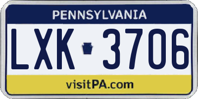 PA license plate LXK3706