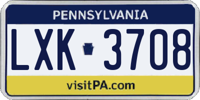 PA license plate LXK3708