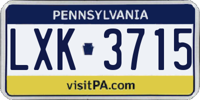 PA license plate LXK3715