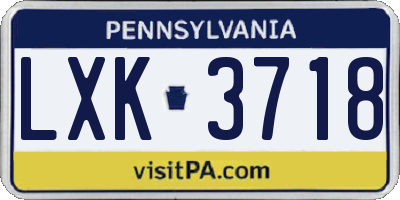 PA license plate LXK3718