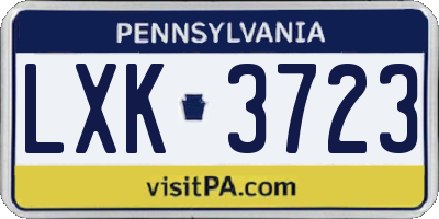 PA license plate LXK3723