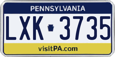PA license plate LXK3735