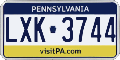 PA license plate LXK3744